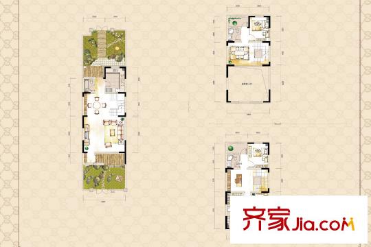 博智御園別墅聯(lián)排中戶189平戶型 3室3廳2衛(wèi)1廚