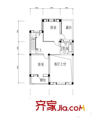 首府136棟聯(lián)排別墅H戶型二層 4室2廳3衛(wèi)1廚