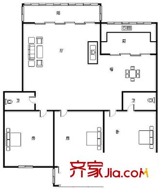 藍(lán)山四季 3室 戶型圖