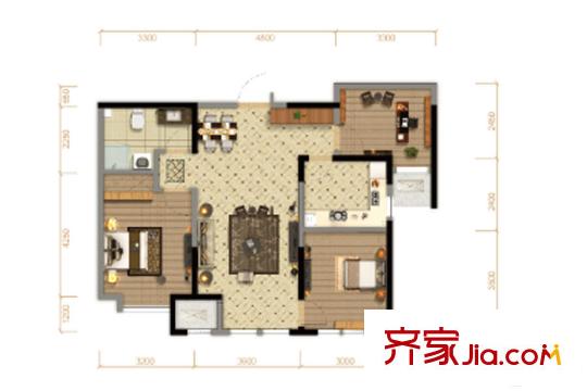 北大資源閱城高層4號(hào)樓標(biāo)準(zhǔn)層94平方米戶型 3室2廳1衛(wèi)1廚