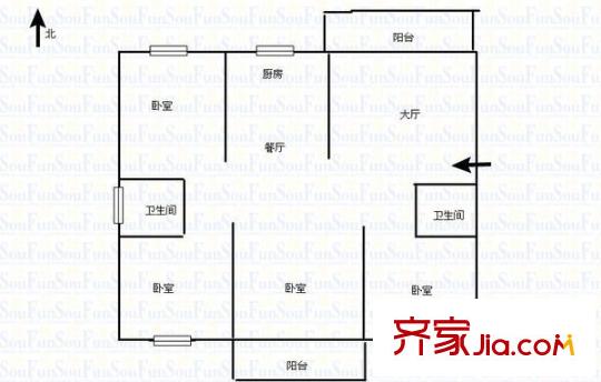 金山桔園一期龍?jiān)窇粜蛨D金山桔園一期龍?jiān)?4室 戶型圖 4室2廳2衛(wèi)1廚