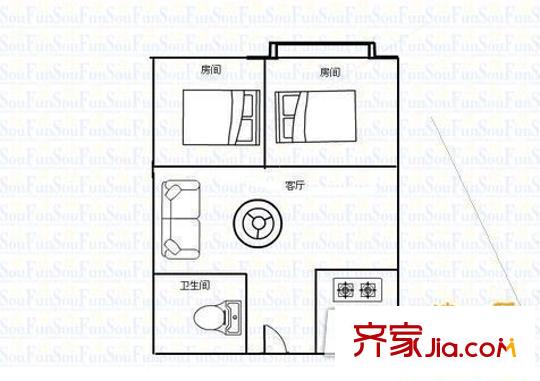 金山桔園一期龍苑戶型圖金山桔園一期龍苑 2室 戶型圖 2室1廳1衛(wèi)1廚