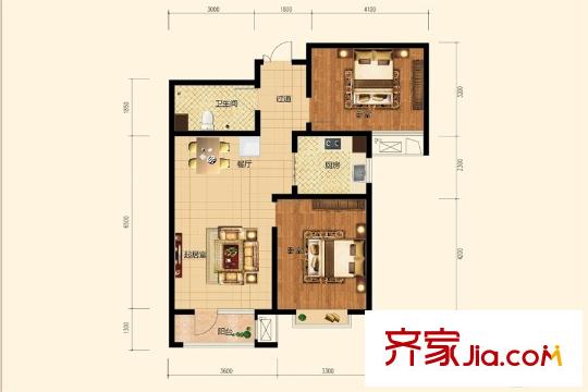觀錦一期高層8號(hào)樓標(biāo)準(zhǔn)層8A'戶型 2室2廳1衛(wèi)1廚
