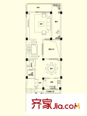 龍江云山墅江山聯(lián)墅-J戶型 一層平面圖 4室4廳4衛(wèi)1廚