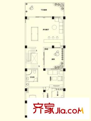 龍江云山墅江山聯(lián)墅-J戶型 地下層平面圖 4室4廳4衛(wèi)1廚