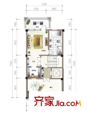 烏龍江大區(qū)?勃朗郡戶型圖L12 A4#03 四層 3室2廳1衛(wèi)