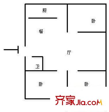面粉廠單位宿舍 3室 戶型圖