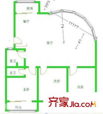 樂南公寓 4室 戶型圖