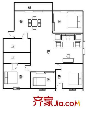 黎明新村茉莉園戶型圖茉莉園 4室 戶型圖 4室2廳2衛(wèi)1廚
