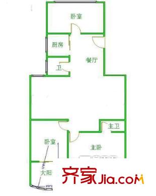 龍泉商住樓 3室 戶(hù)型圖
