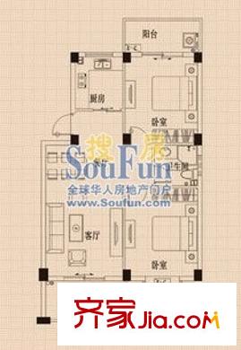 藍(lán)灣明珠二期戶型圖2期A戶型 2室2廳1衛(wèi)1廚