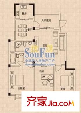 藍(lán)灣明珠二期戶型圖2期C1戶型 3室2廳1衛(wèi)1廚