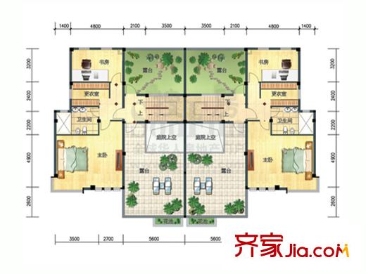 三木水岸君山雙拼別墅H型 3層 7室3廳4衛(wèi)1廚