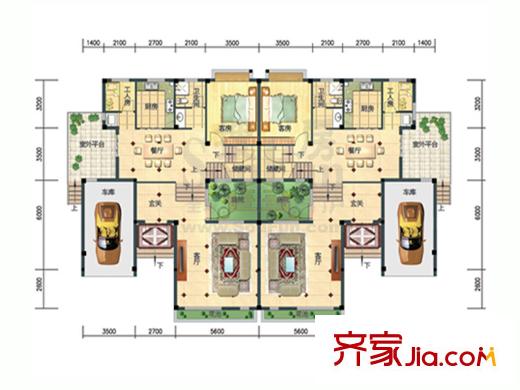 三木水岸君山雙拼別墅H型 1層 7室3廳4衛(wèi)1廚