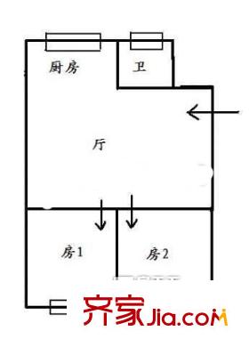 建海小區(qū) 2室 戶型圖