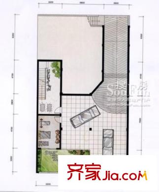 禹洲鼓山一號Lc2（雙拼）地下室平面圖 4室3廳5衛(wèi)1廚