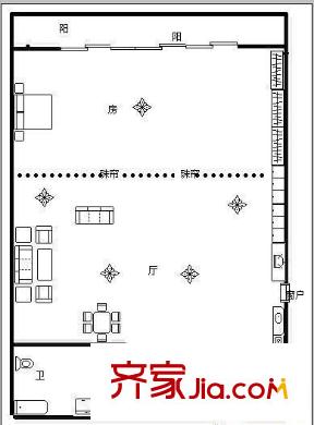 橫街巷新村 1室 戶型圖