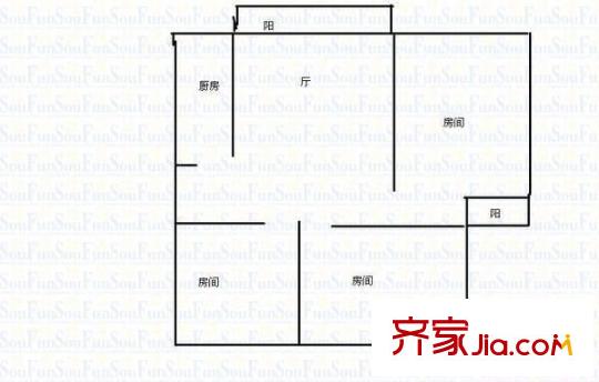 福建省醫(yī)藥公司大王里單位宿舍 3室 戶型圖