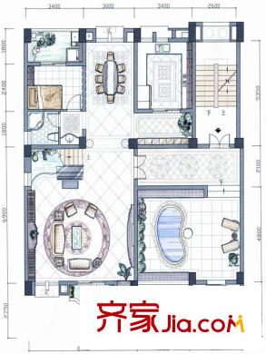 東方威尼斯江岸院墅 H-29# H-30# 五 七 九層戶型 1室2廳1衛(wèi)1廚