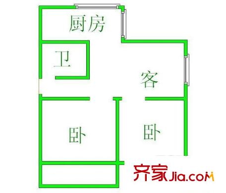 紅墻建行單位宿舍 2室 戶型圖