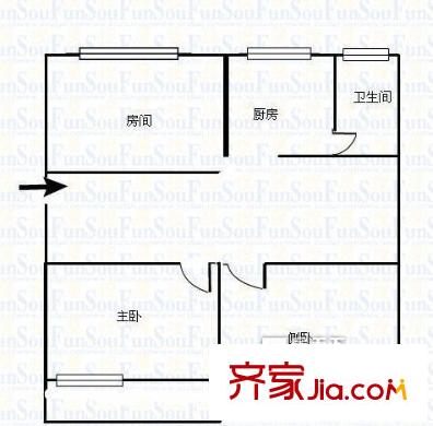 紅墻建行單位宿舍 3室 戶型圖