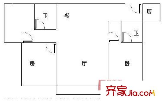 福州 福日琴亭路單位宿舍 2室戶型圖
