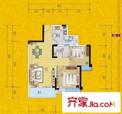 福灣新城春風(fēng)苑一區(qū) 2室 戶型圖