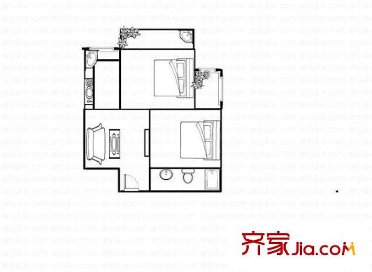福灣新城春風(fēng)苑一區(qū) 2室 戶型圖