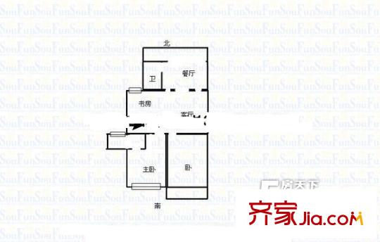 福州一中三牧坊單位宿舍 2室 戶型圖
