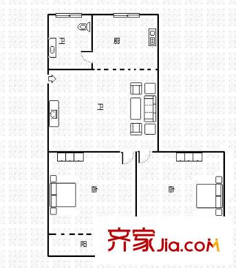 達(dá)明一里 2室 戶型圖