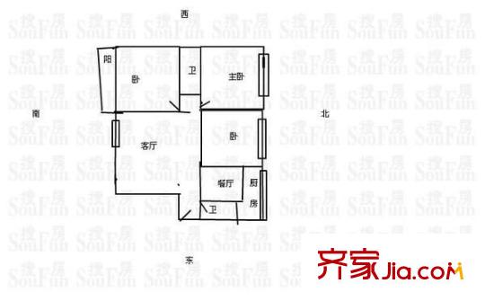 東泰公寓 3室 戶型圖