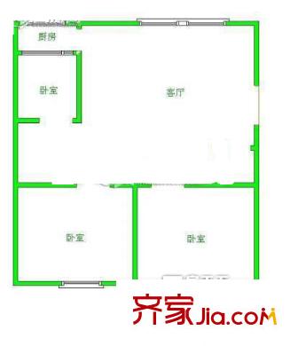 地質(zhì)局單位宿舍 3室 戶型圖