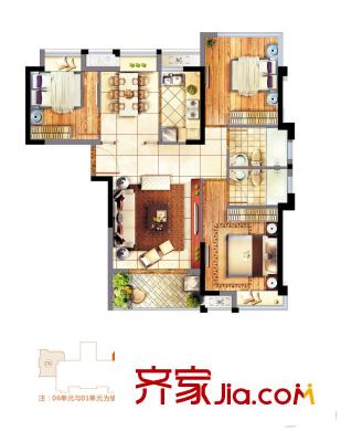 融僑悅城18號樓01單元 3室2廳2衛(wèi)1廚