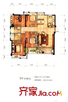 融僑悅城9號樓04單元 4室2廳2衛(wèi)2廚