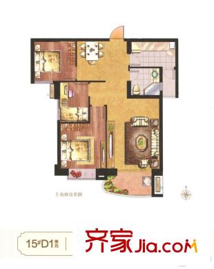 富春城D1單元87.6平方米 3室2廳1衛(wèi)1廚