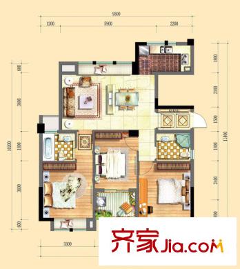 中聯(lián)藍天國際 3室 戶型圖