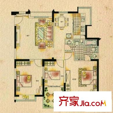 泰禾紅樹林 3室 戶型圖