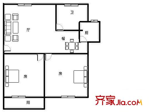 西禪南村 2室 戶型圖