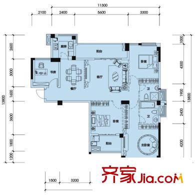 陽(yáng)光城新界戶型圖A戶型 4室2廳1廚2衛(wèi)122平方米 4室2廳2衛(wèi)1廚