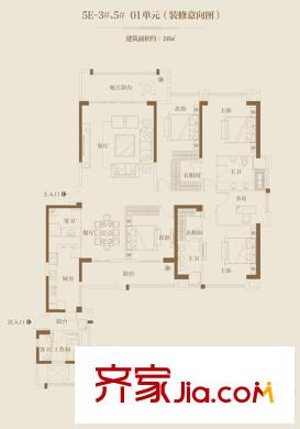 融僑外灘5E-3#、5# 01單元 5室2廳3衛(wèi)1廚