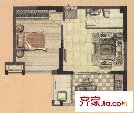  中庚城 1室 戶型圖