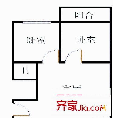三木花園B區(qū) 2室 戶型圖