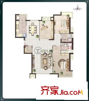 三木花園B區(qū) 3室 戶型圖