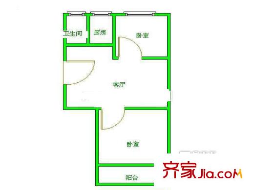 市環(huán)保局單位宿舍 3室 戶型圖