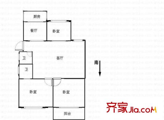 省外貿(mào)宿舍 3室 戶型圖