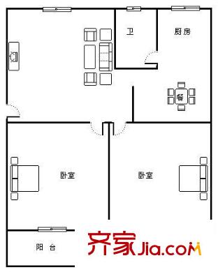 十一中宿舍 2室 戶型圖