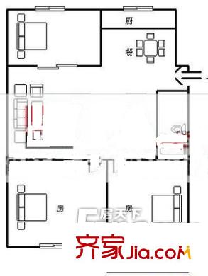 十一中宿舍 3室戶型圖