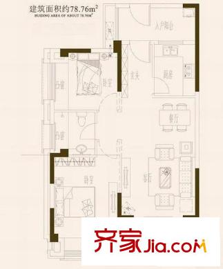 萬科金域榕郡 2室 戶型圖