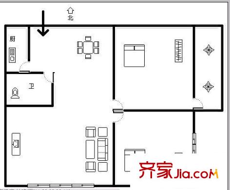 省人防辦單位宿舍 2室 戶型圖