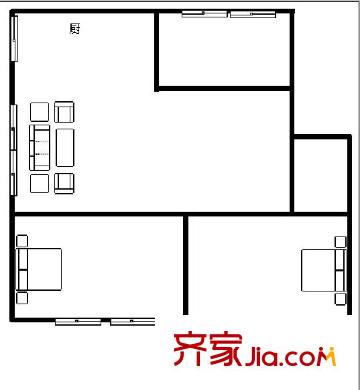 省人防辦單位宿舍 3室 戶型圖